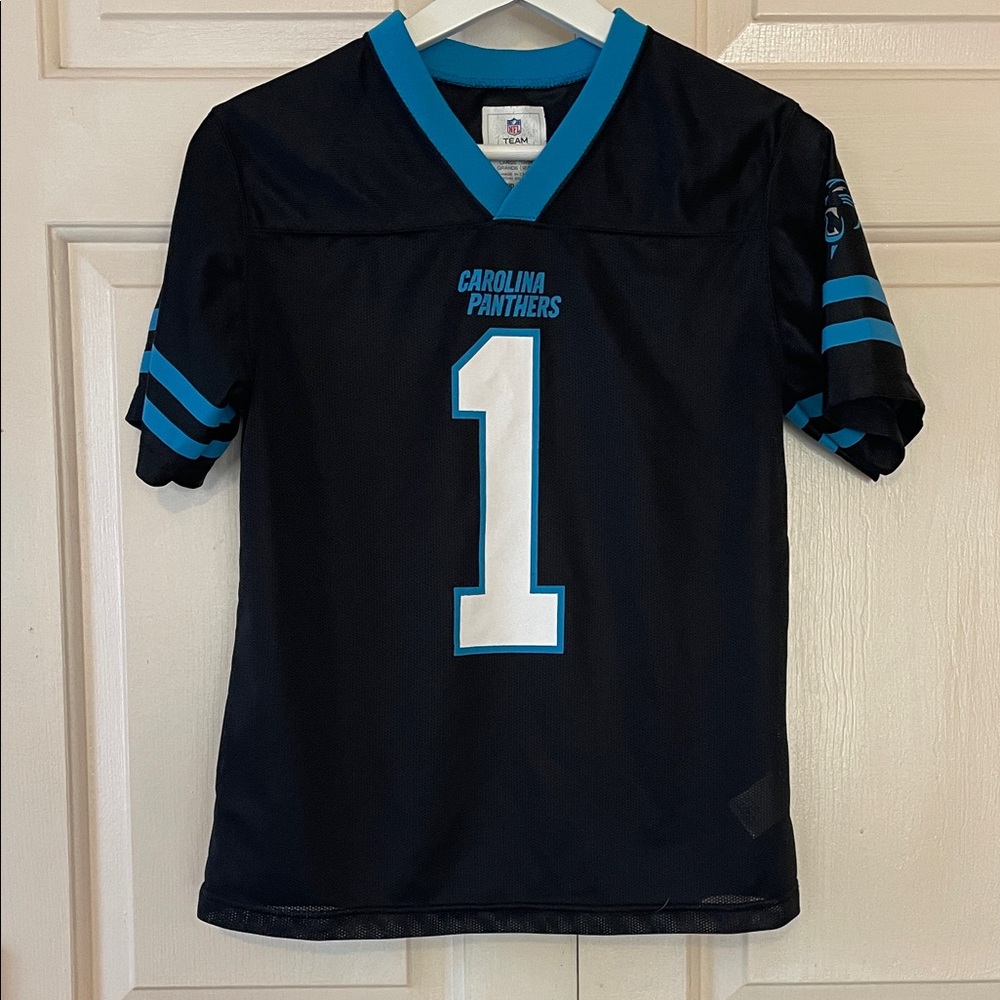 NFL Carolina Panthers Black and Blue Kids Football Jersey #1